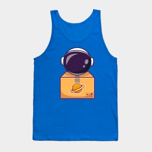 Cute Astronaut In Box Cartoon Tank Top